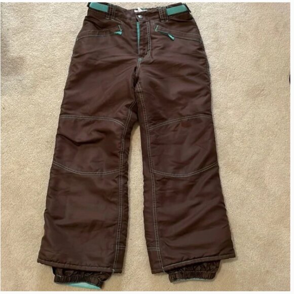 Cherokee snow ski pants adjustable waist brown with teal Size Large 10/12 - Picture 1 of 9
